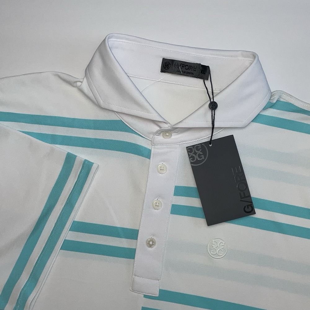 NEW G/FORE Offset Stripe Tech Pique Golf Polo Men's XL Modern Spread Collar